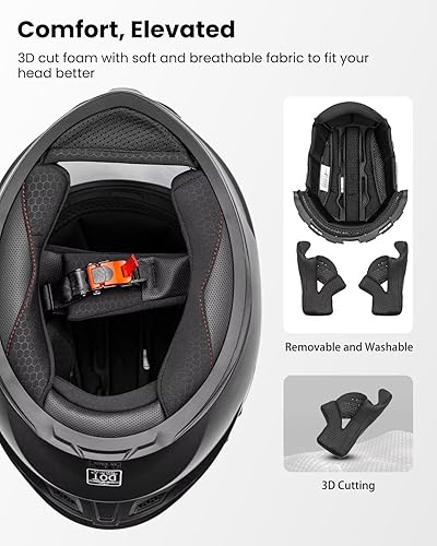 Miniatura 5 de ILM - Cascos de motocicleta de cara completa para hombres y mujeres, para deportes motorizados, moto, calle, carreras, aprobados por DOT, Modelo