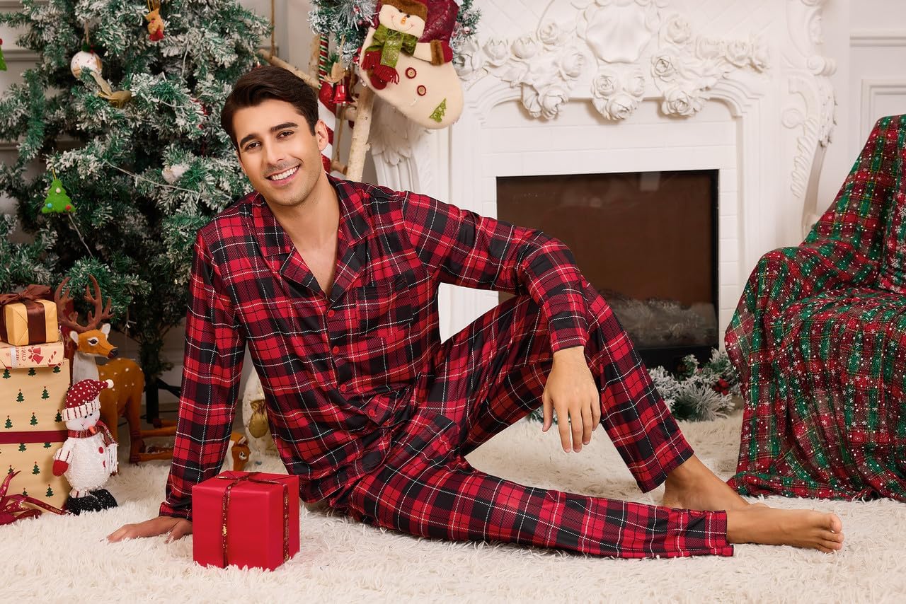 Marvmys Mens Pajama Set Soft Button Down Pajamas Long Sleeve Pjs Sleepwear Loungwear Comfy Sleep Sets with Pockets S-3XL - Image 3