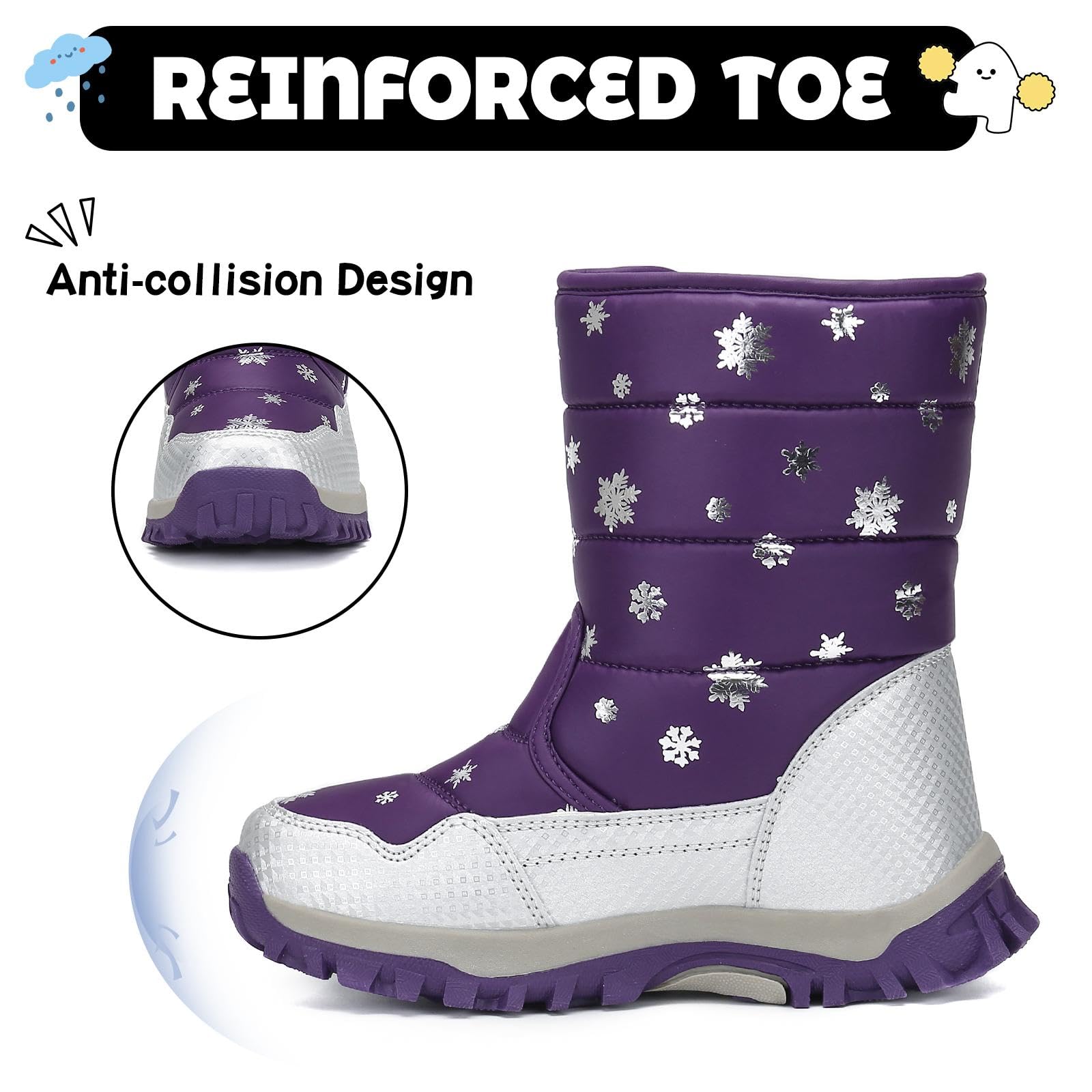 Mishansha Bambini Stivali da Neve Ragazze Caldo Fodera Stivaletti Invernali Ragazzi Scarpe Comodo Antiscivolo