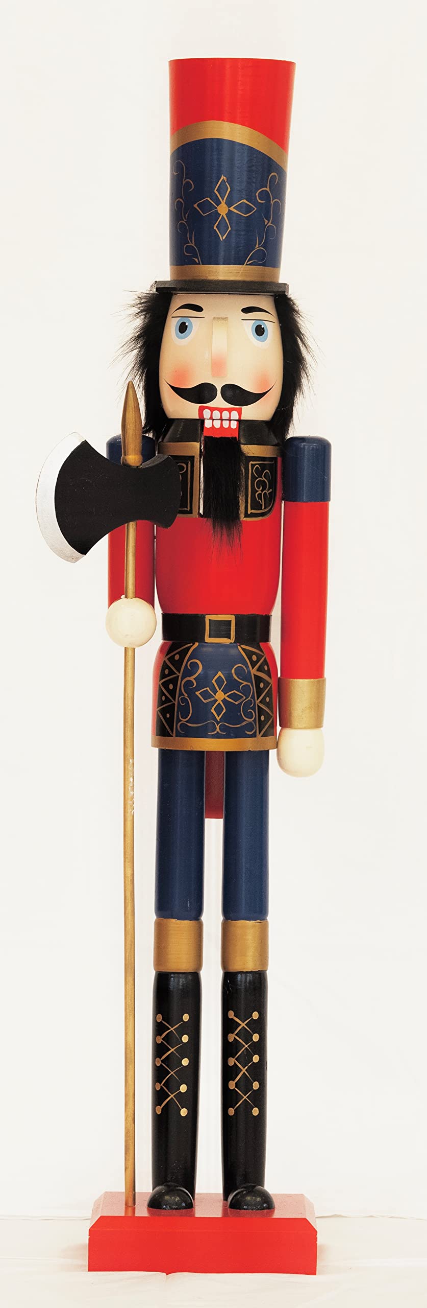 Arabelium Giant Life Size Large Nutcracker 100% Solid Wood Christmas Decoration Xmas Indoor Outdoor for Event/Ceremonies/Commercial (Axe nutcracker, Height: 90cm/3ft)