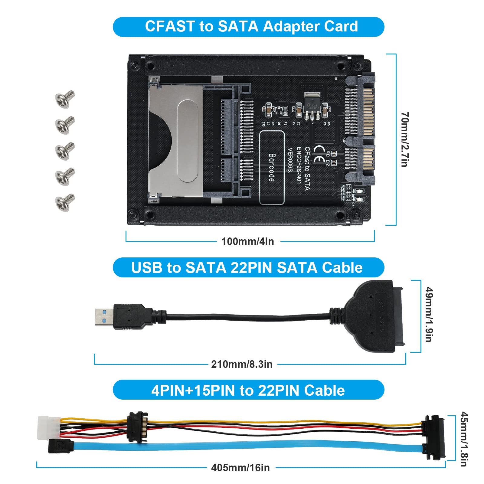 Lettore E Adattatore Per Scheda CFAST 2.0 A USB 3.0 E SATA 22PIN – Convertitore Per Memorie CFast I E II, Supporta Win/Mac/Linux, Plug And Play - 2