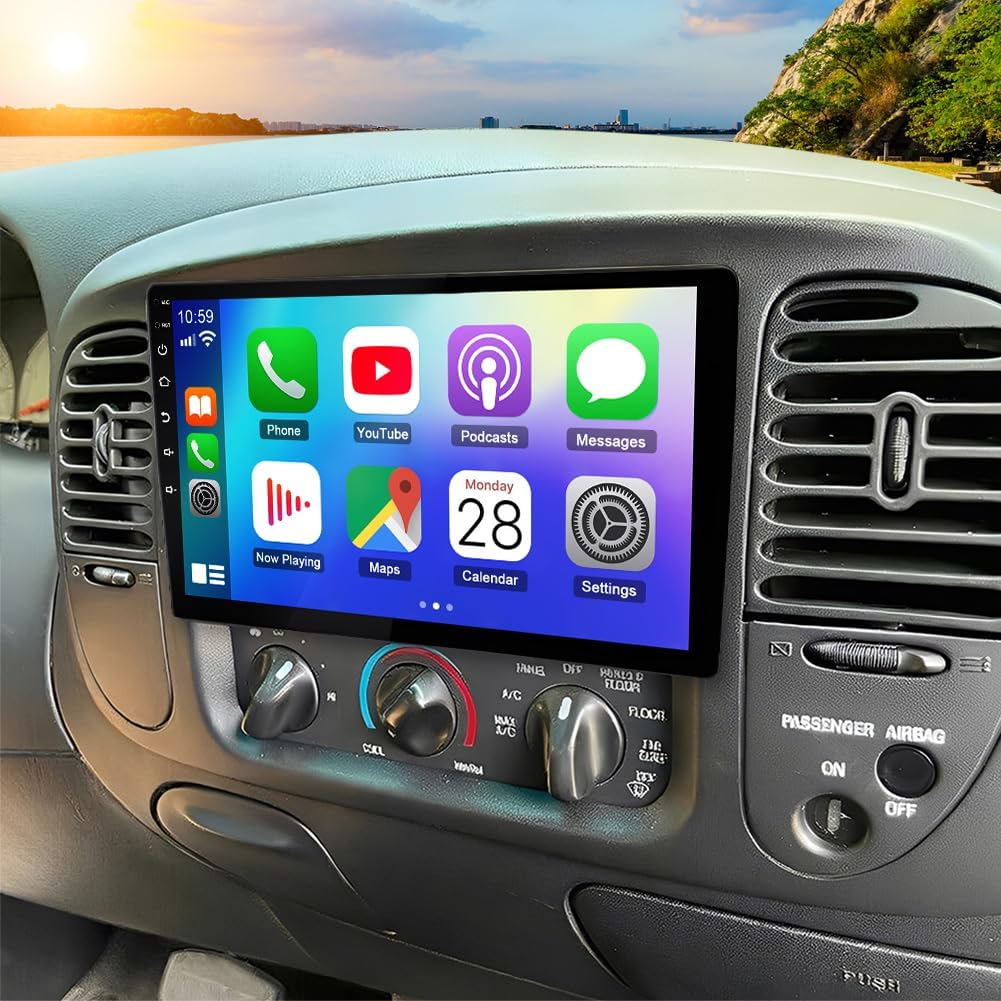 4+64G Double Din Car Stereo Radio for Ford F150 1997 1998-2004 10.1" Touch Screen Head Unit Stereo for Ford F150 with Wireless Carplay Android Auto GPS Bluetooth WiFi FM DSP SWC Backup Camera