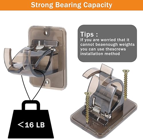 Miniatura 10 de Generic 8 soportes transparentes para barra de cortina, sin taladro, adhesivo o tornillos, soporta 16 libras, se adapta a barras de 0.6 a 1.2