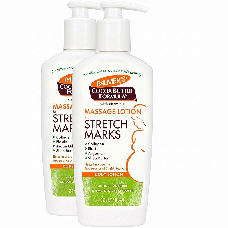 Palmer's Loção Corporal de Massagem com Manteiga de Cacau, Colágeno, Elastina, Óleo de Argan e Manteiga de Karité — Pacote com 2 de 240 mL