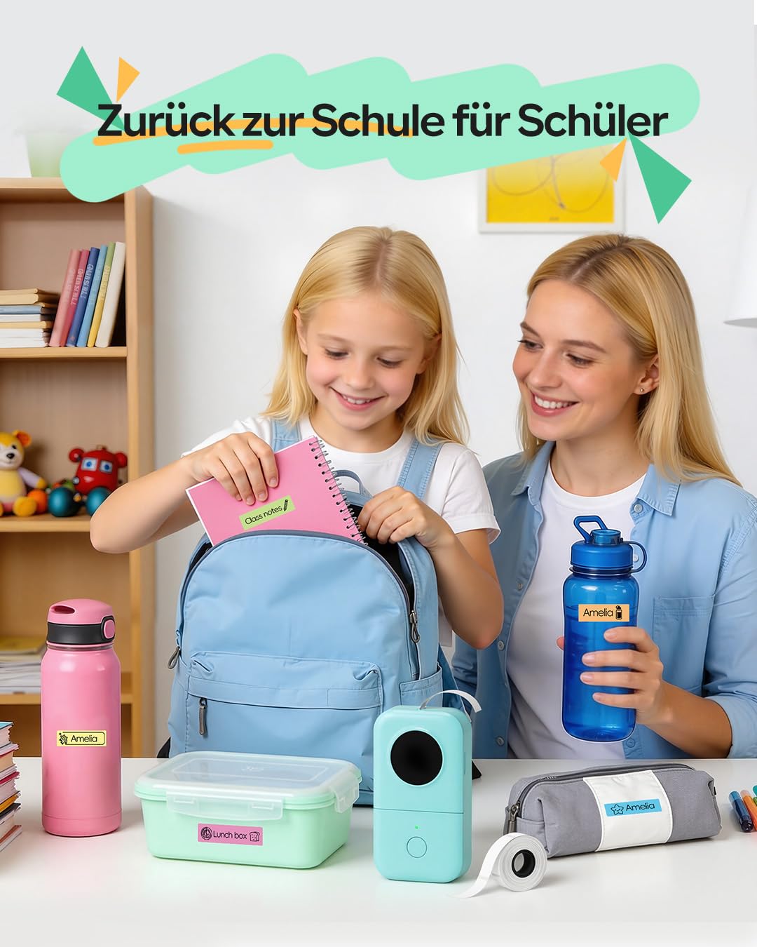 Phomemo D30 Etikettendrucker - Mini Beschriftungsgerät Selbstklebend Bluetooth Etikettiergerät,Label Printer mit 3 Rollen etikettenpapier Geschenkbox,Labelmaker Geeignet für Haushalt und Büro - Grün
