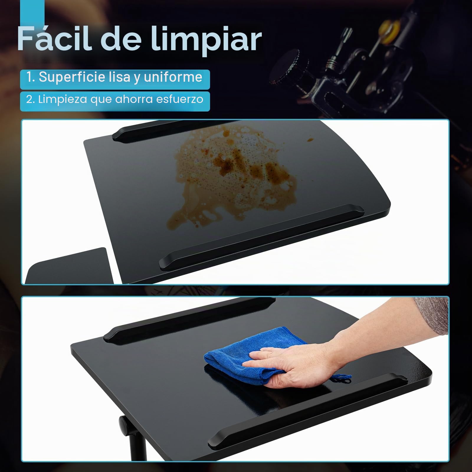 Tattoo WorkStation, banco de trabajo de tatuaje, estación de trabajo portátil de tatuajes portátil de 61 a 107 cm, altura ajustable, reposabrazos grande, mesa auxiliar con ruedas