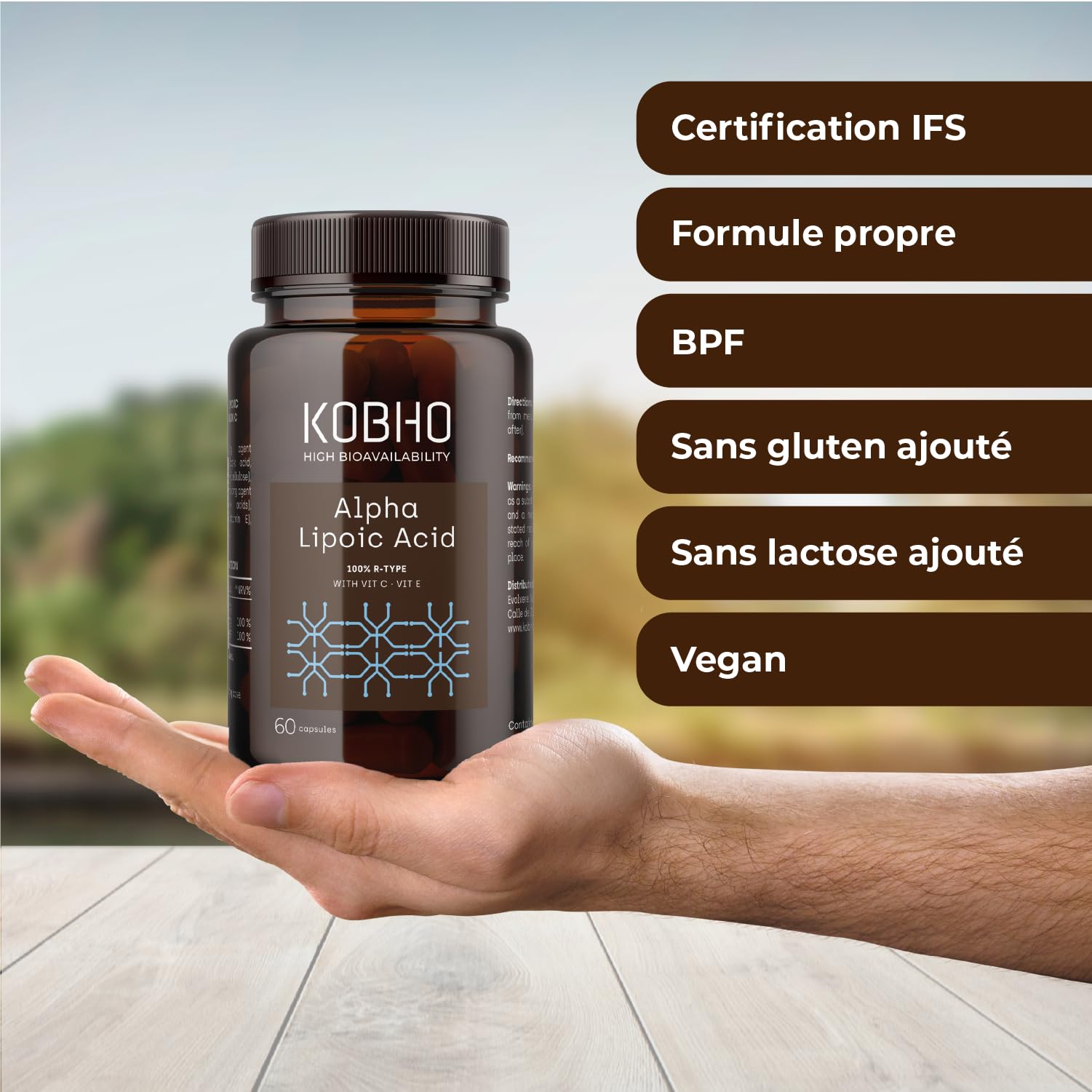 Acide Alpha-Lipoïque R- ALA, Soutien Antioxydant avec Vitamine C et E - Aide à la Gestion du Poids - Aide à réduire le stress oxydatif