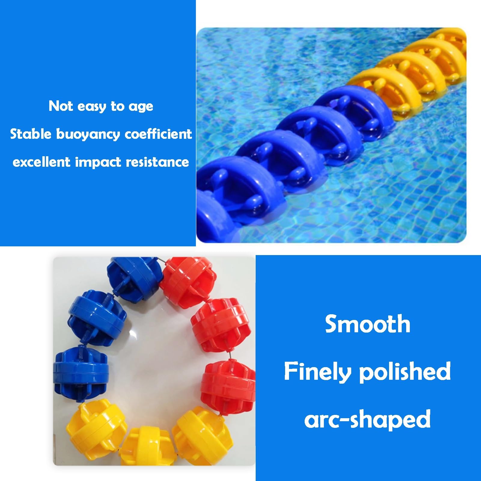 Pool-Sicherheitsseil Schwimmt, Schwimmendes Trennseil Trennt Verschiedene Tiefenbereiche for Das Schwimmtraining Im Freien Zu Hause(Nylon Rope,100cm)