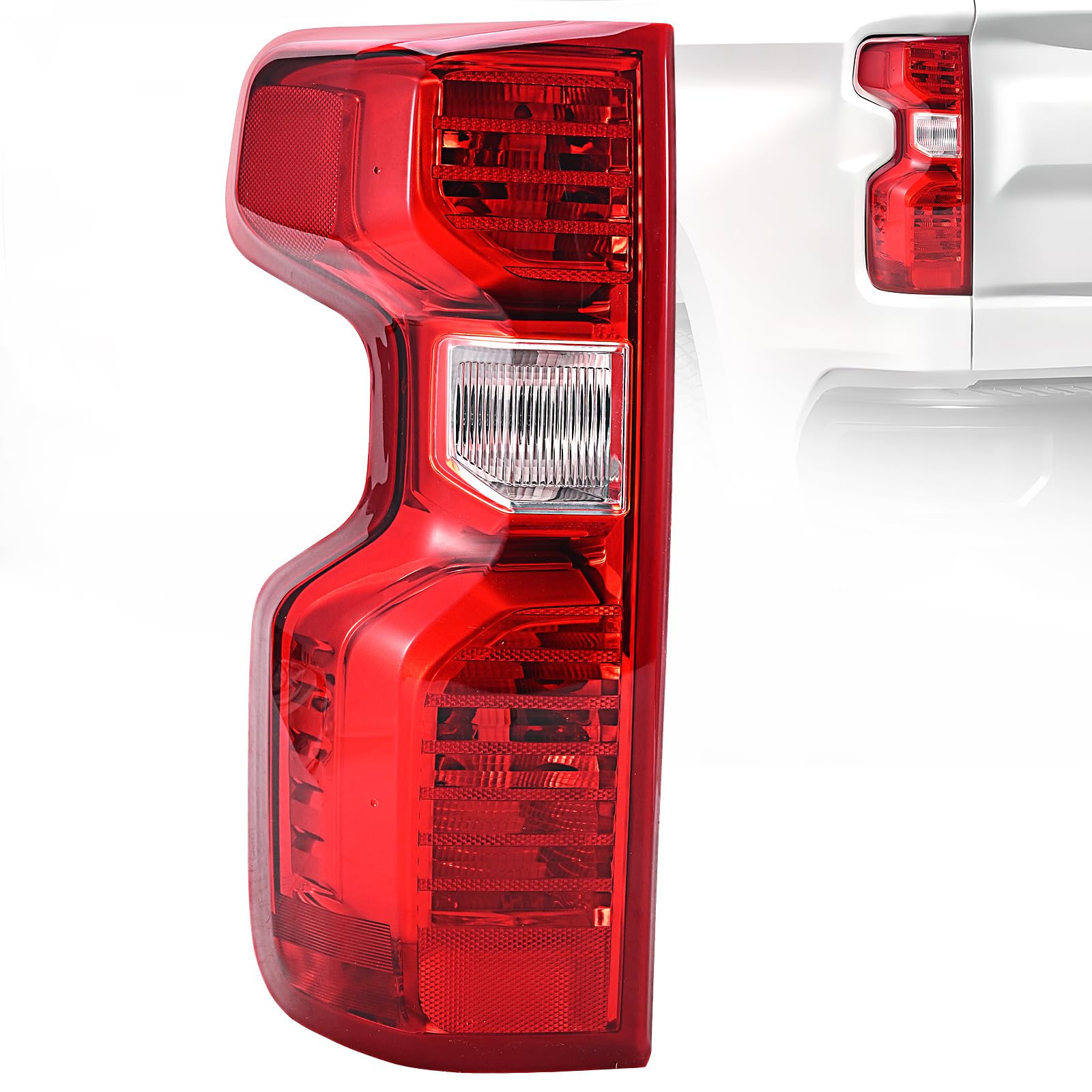 Rear Tail Lights Assembly Compatible with 2019 2020 2021 2022 2023 Chevy Silverado 1500 2500HD 3500HD Halogen Type Brake Left Driver Side Taillights with Bulb & Harness NON-LED Model