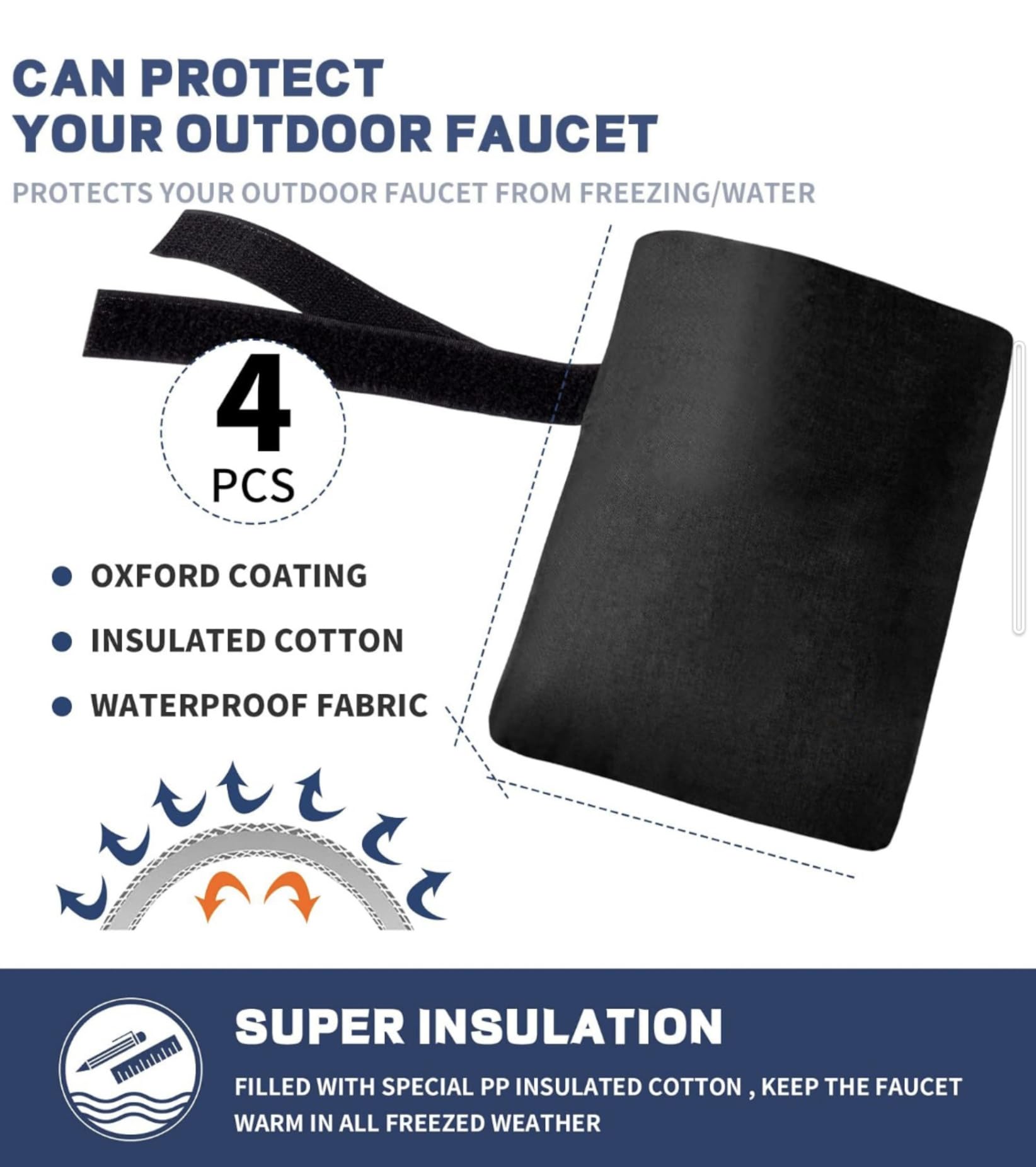 1 cubierta de aislamiento para medidor de agua, 2 fundas exteriores para grifo, cubierta de aislamiento de medidor de agua de invierno y cubierta de aislamiento de grifo combinación de protección para
