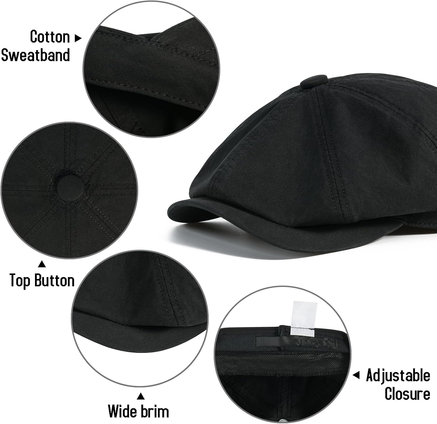 BOTVELA Men's Newsboy Gatsby Hat Cotton Vintage Flat Ivy Cabbie Cap - Image 5