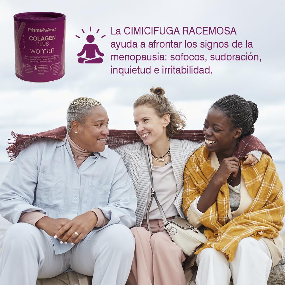 Colágeno Hidrolizado para Mujer – 300 g - Colagen Plus Woman Glucosamina, Condroitina, MSM, Calcio, Magnesio, Vitamina C y D – Complemento Alimenticio – Apoyo Mujer, Huesos y Piel - Prisma Natural