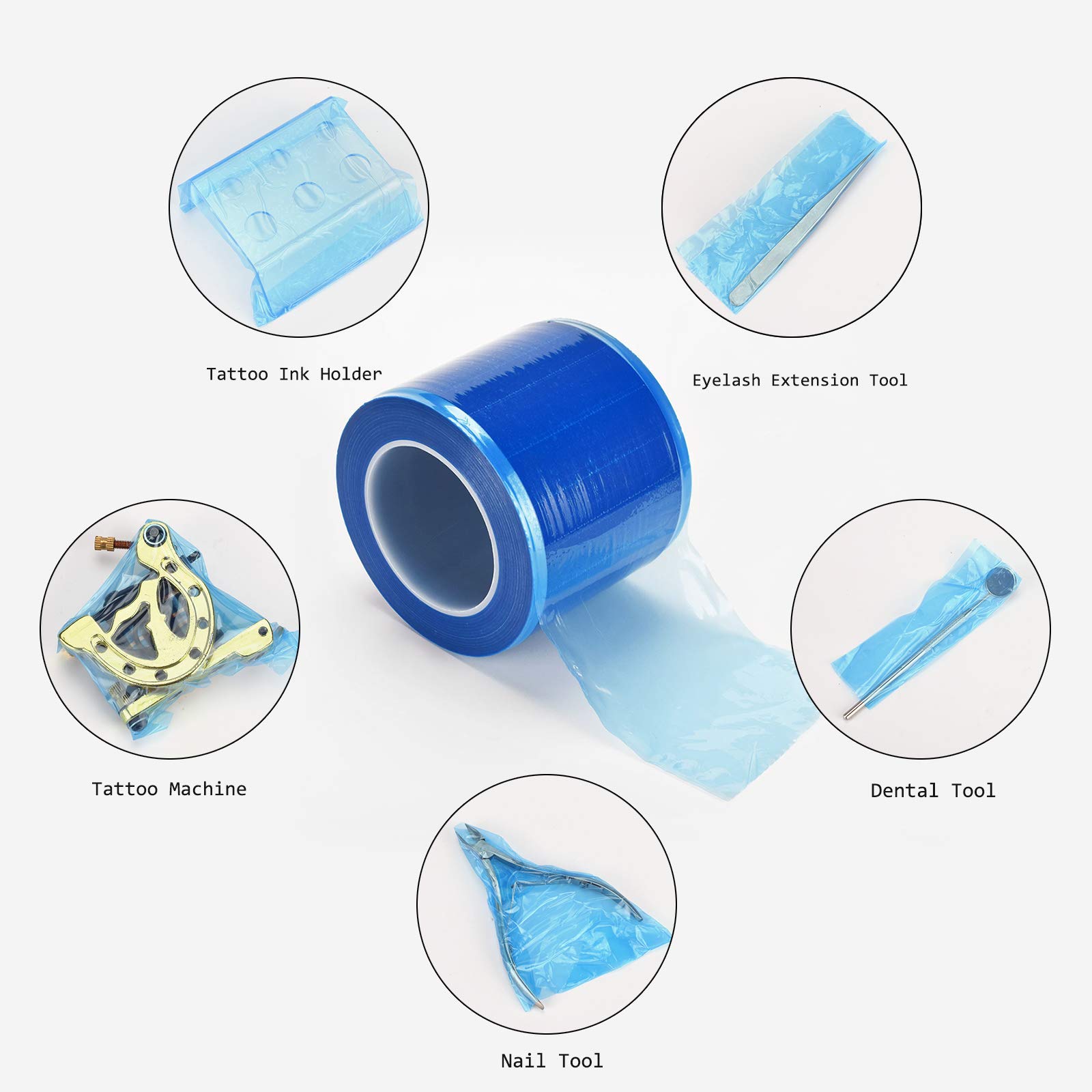 ATOMUS 1200PCS/roller Blue Dust-Proof Film Tattoo Machine Grip Ink Holder Tattoo Accessories Tool Protective Film Tweezers Dental Tool Dust-Proof Film 14.5cm*10cm