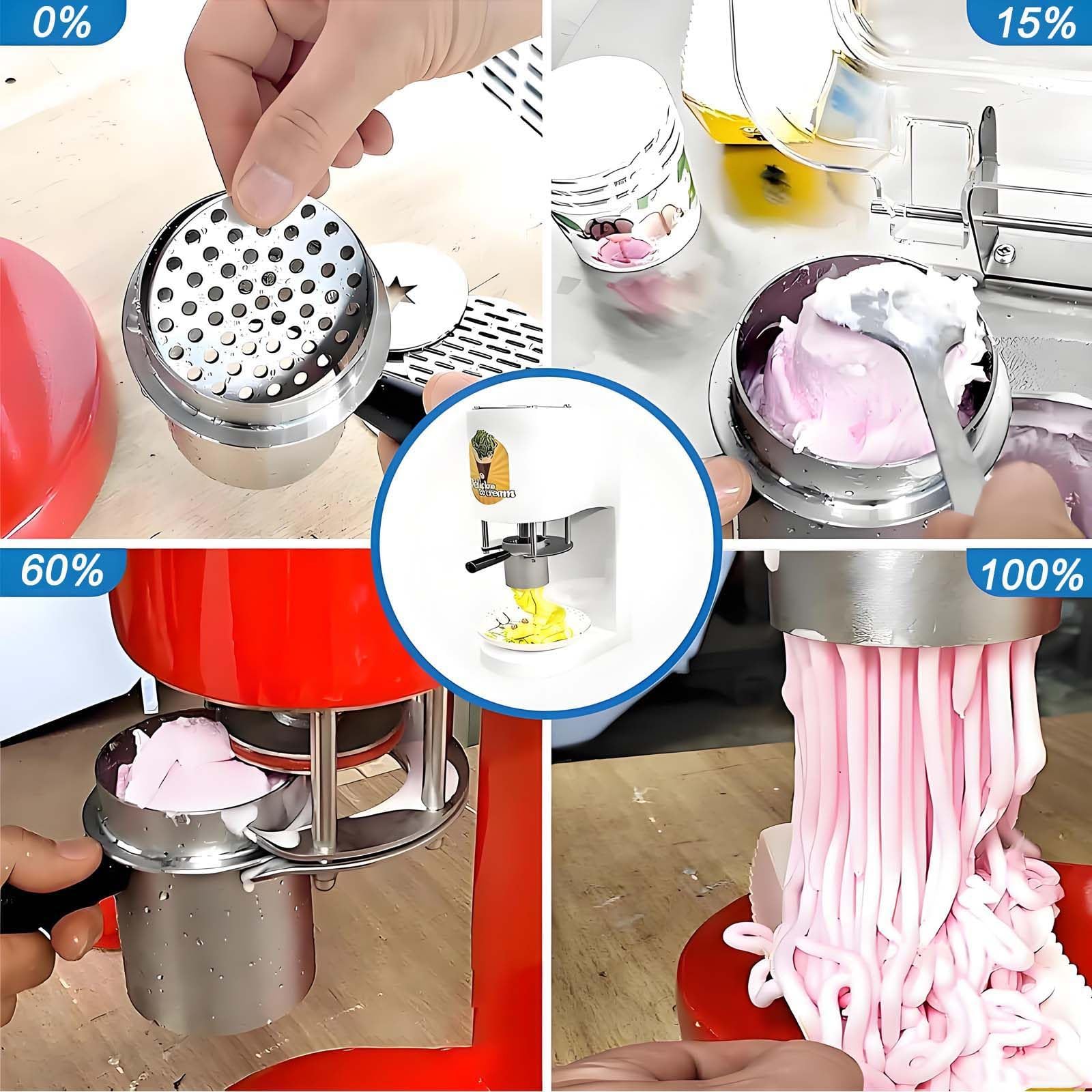 Máquina mezcladora de Helado Comercial, prensadora de Helado de Espagueti, máquina para Hacer Helados con Forma de Fideos para heladerías, Bares, cafeterías, restaurantes y Snacks. White
