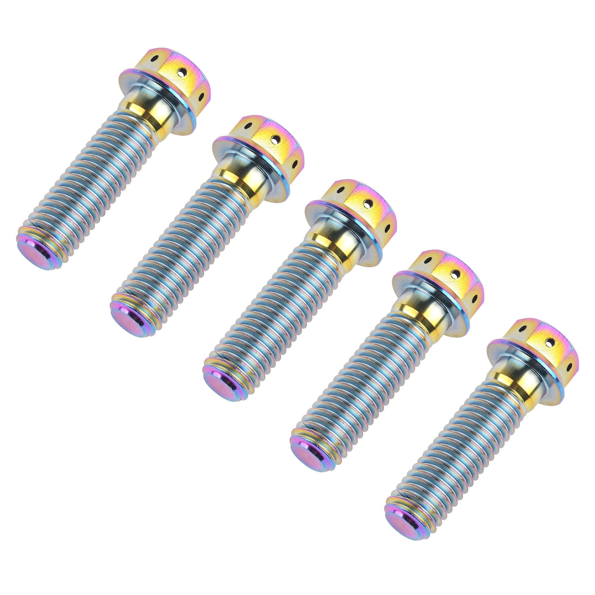 Ruifu Titanium M6 M8 M10 10 15 20 25 30 35 40 45 50 55 60 65 70 75 80 85 90mm Flange Allen Key Head Bicycle Bolts Screws Pack of 5 (Rainbow, M8x35mm)