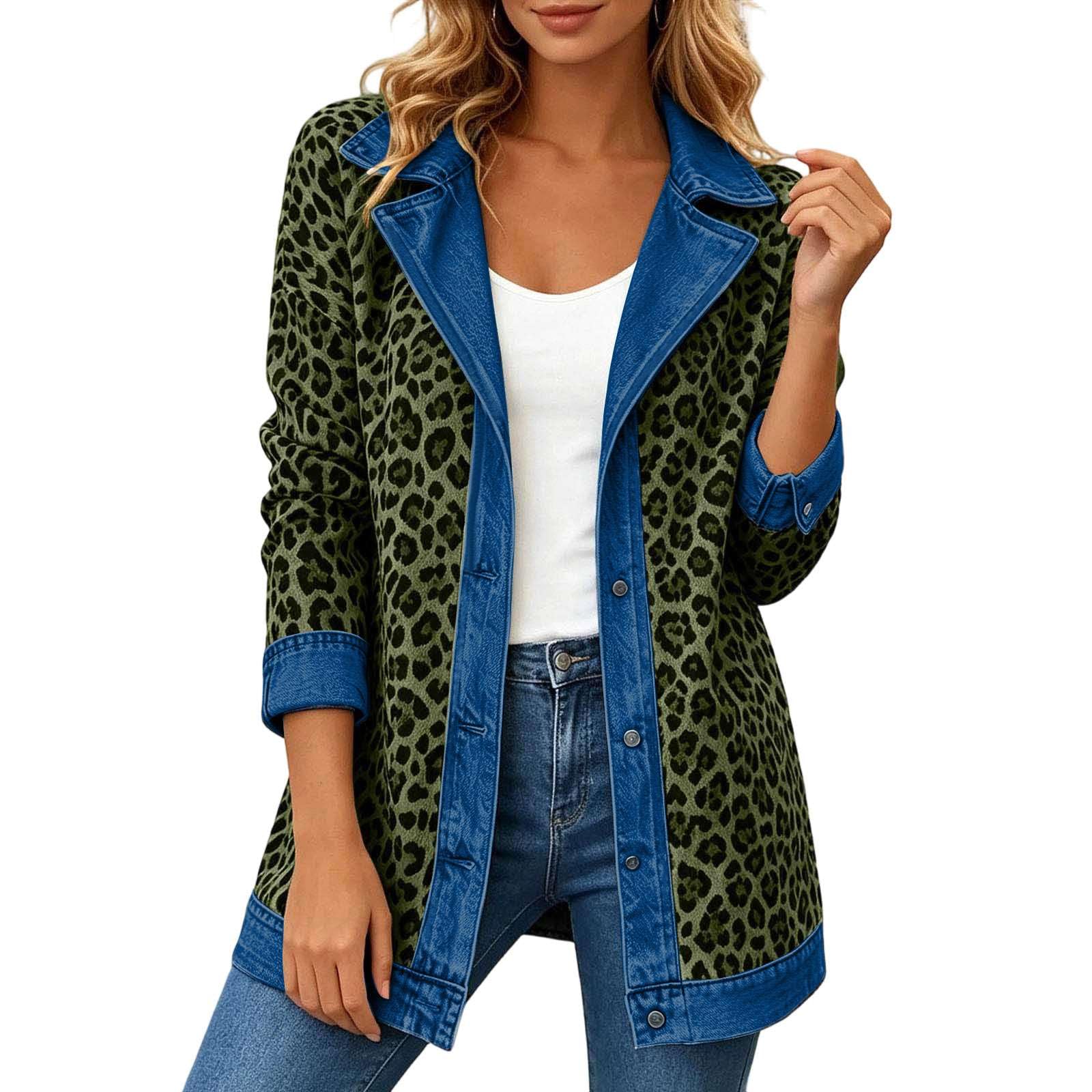 Cardigan Donna Denim con Colletto e Bottoni Giacca Jeans Vintage Elegante