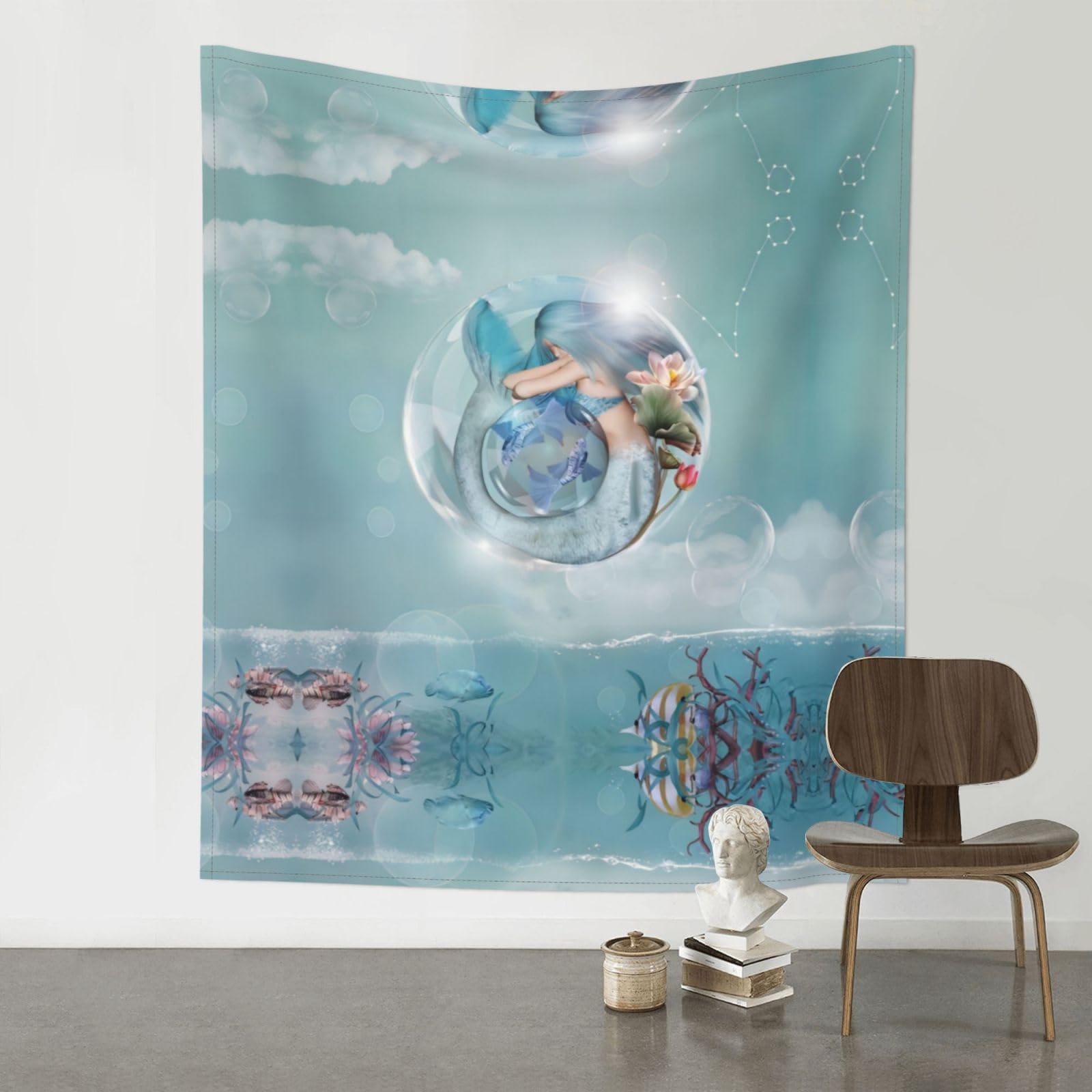 YYHWHJDE Mermaid Prints 60x51in Wall Tapestry – Elevate Your Space with a Versatile & Cozy Throw Blanket for Dorms, Beach & Home