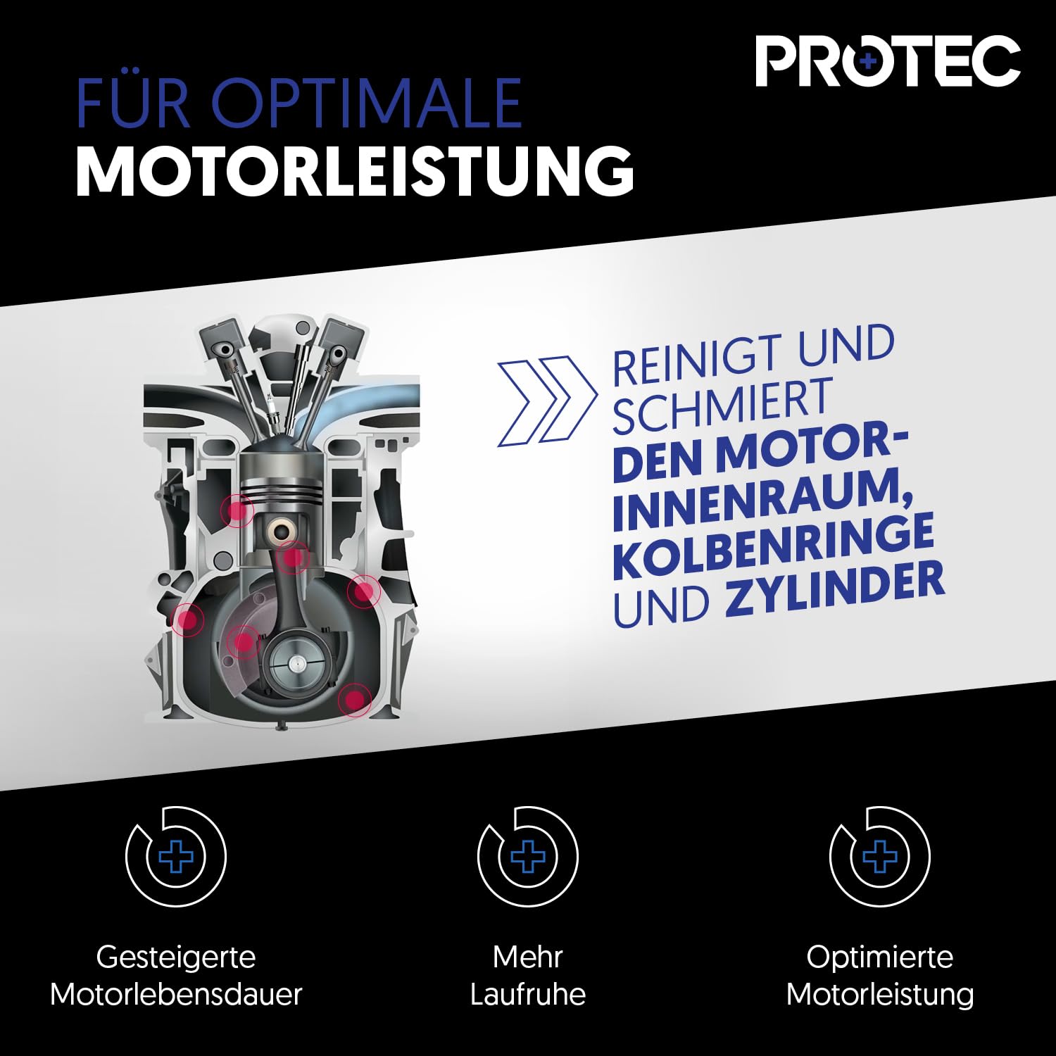ProTec+ Engine Flush & Protect Benzin | 3er Set | Motorsystemreiniger | Motor-Innenreiniger und Motorspülung | Öl Leistungs-Booster | Motoröl-Additiv | Motor-Reiniger und Vergaser-Reiniger | Additiv |
