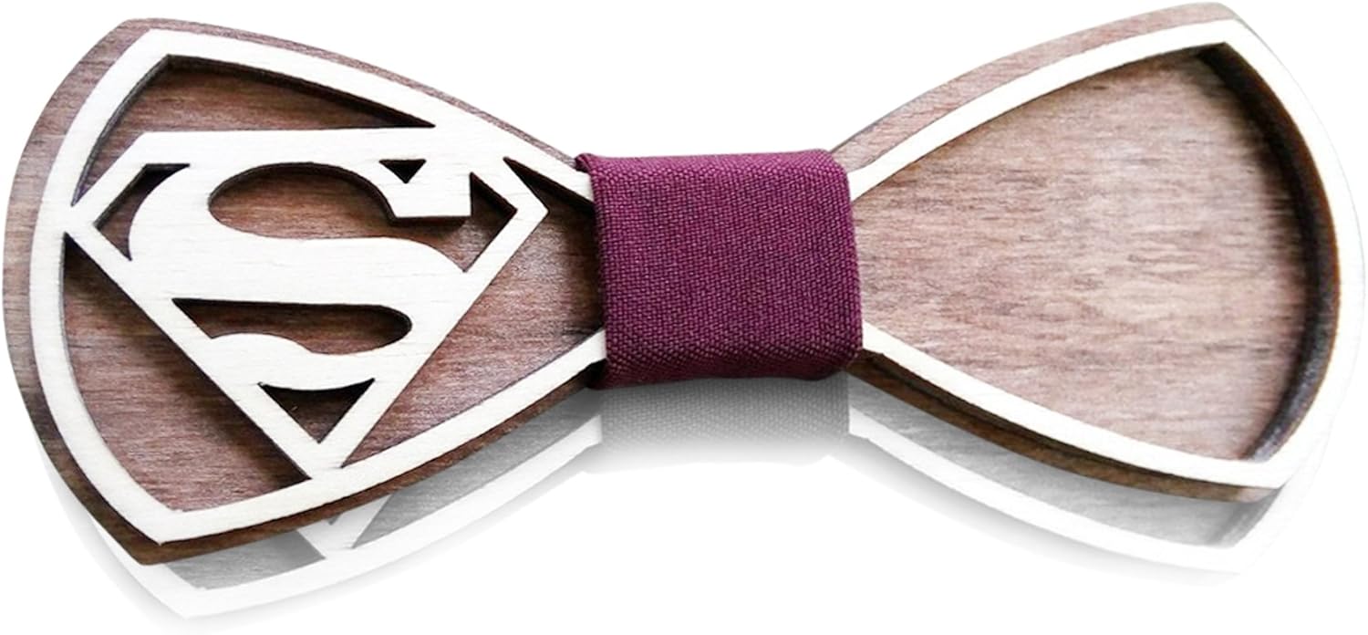 Wooden Bow Tie SM Unique Design Holiday Wedding Wood Bowtie Men Necktie Gift Box