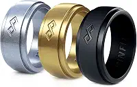 Alianças de casamento de silicone para mulheres e homens - conjuntos de alianças de casamento de silicone para ele e ela - Anéis de casamento de borracha - patente de design