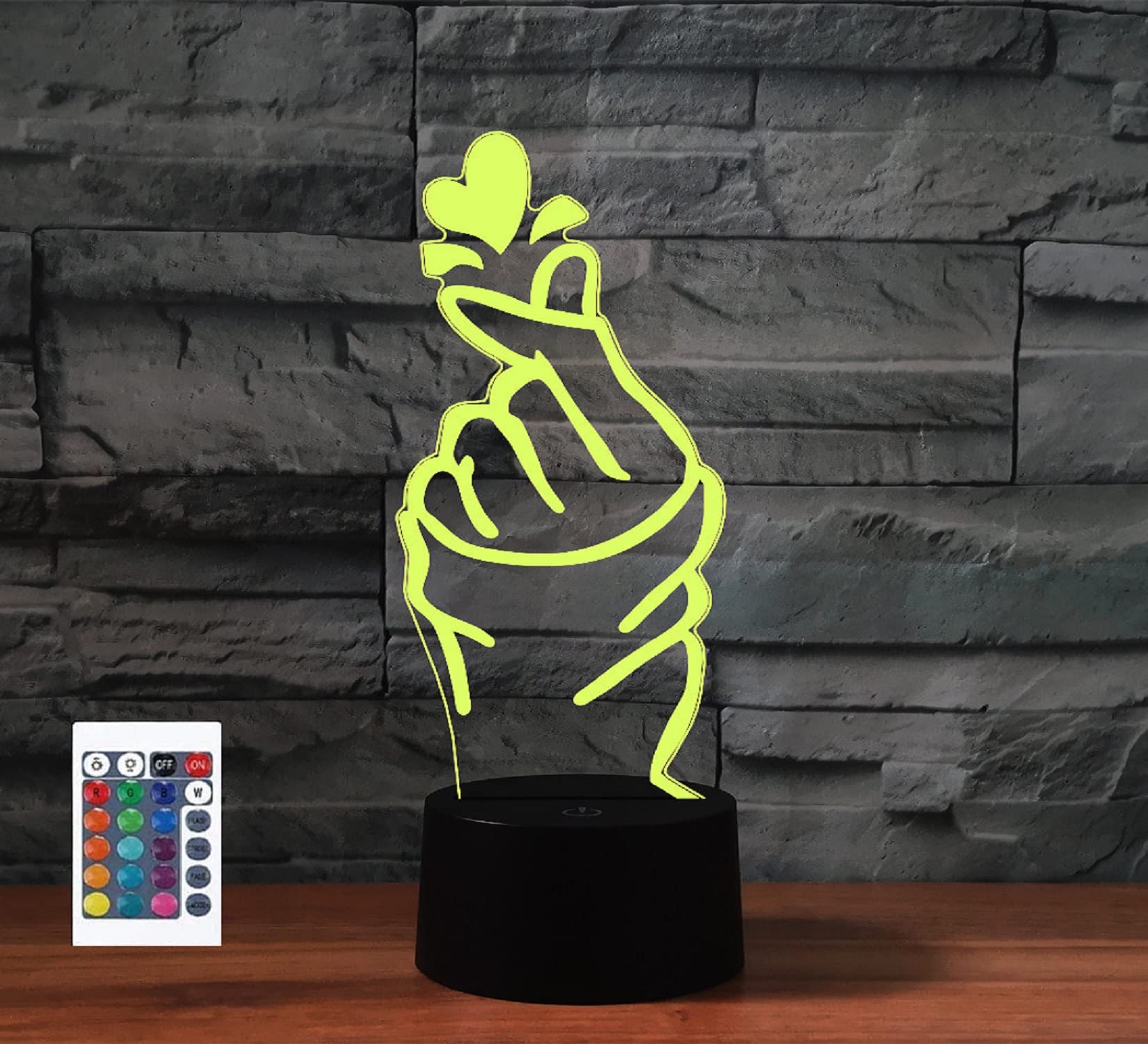 SUPERRUIDALONG 3D Hand Heart Gesture Night Lights with Remote Control 16 Color LED Table Lamp Children Bedroom Decor Gifts for Kids