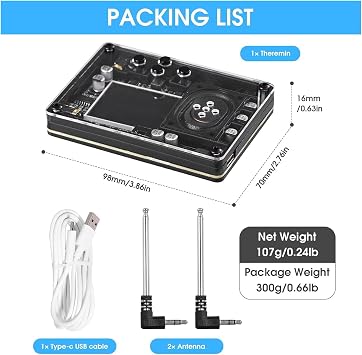 Theremin Kit Theremin Instrument Adjustable Tune Portable Audio Theremin Module with Screen Display 20 Instrument Types 70 Tones