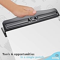 Vista 7 de Perforadora de 3 agujeros resistente, perforadora de agujeros de 3 anillos para carpeta, perforadora de papel ajustable de 10 hojas, perforadora