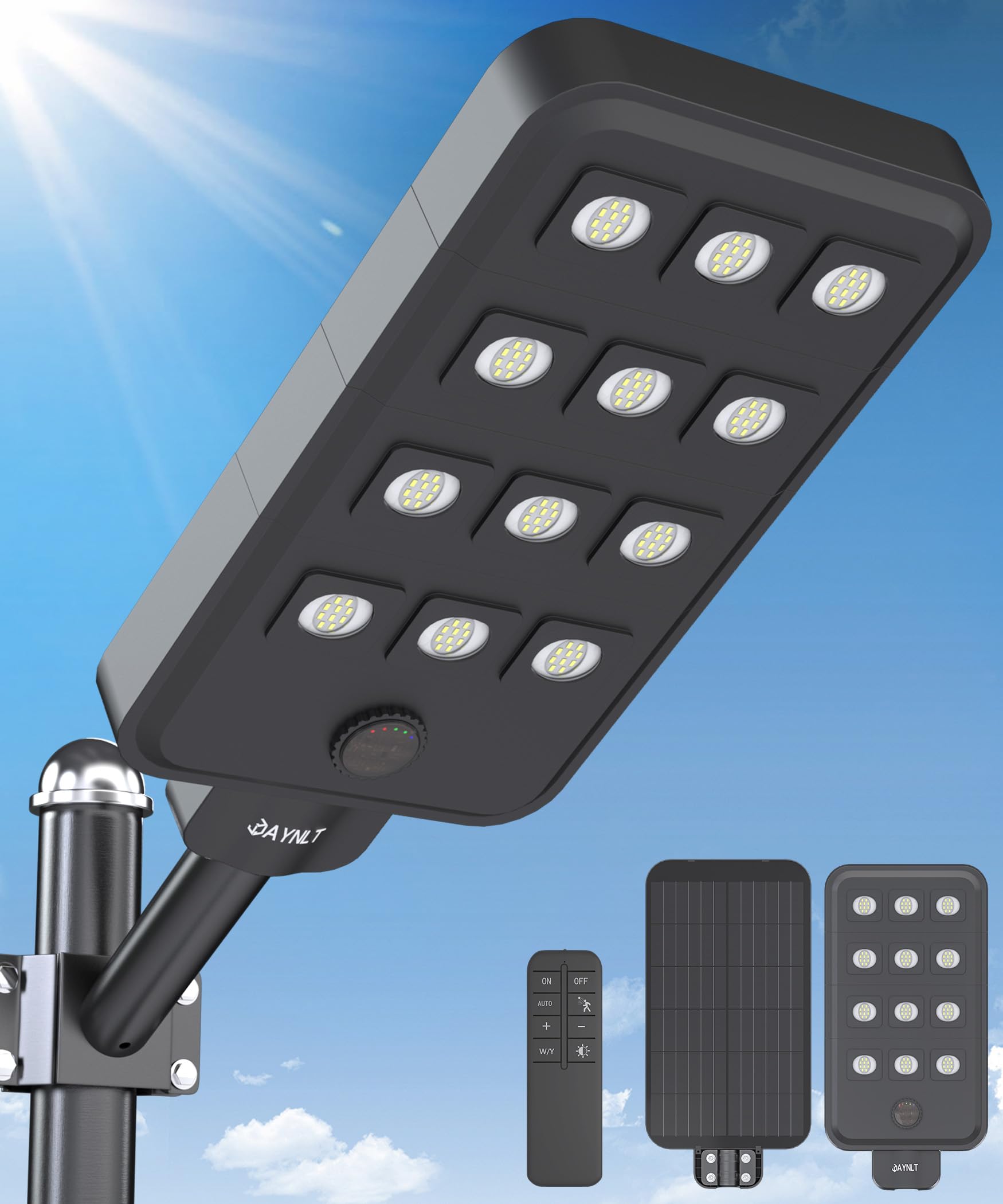 JAYNLT X-13000W Solar Street Lights Outdoor, Ultra-Large 6500K