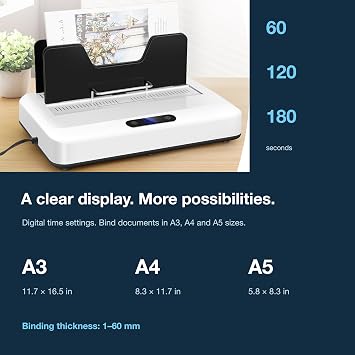 Thermal Binding Machine, 500 Sheets Capacity, No Preheat Time, Digital Touch Panel with Air Cooling, Electric Binder for A4/A5/Letter Size Business Documents, Office and Home Projects