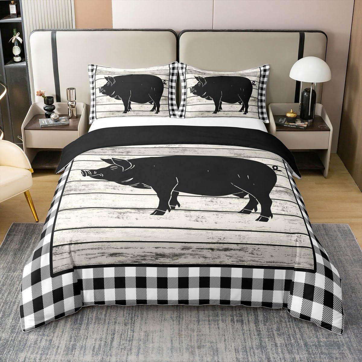 jejeloiu Tractor Truck Comforter Cover Full Size Kids Chicken Cow Duck Farm Animals Bedding Set for Boys Girls Teens Rustic Farmhouse Funny Country Theme Duvet Cover 100% Cotton (No Comforter)