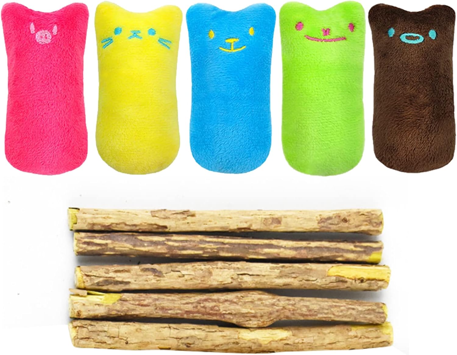 Toulifly Accesorios para Gatos,5pcs Palitos de Catnip+5pcs Hierba Gatera Juguete,Juguete para Gatos con Hierba gatera,Lindo ratón de Peluche Moldeado