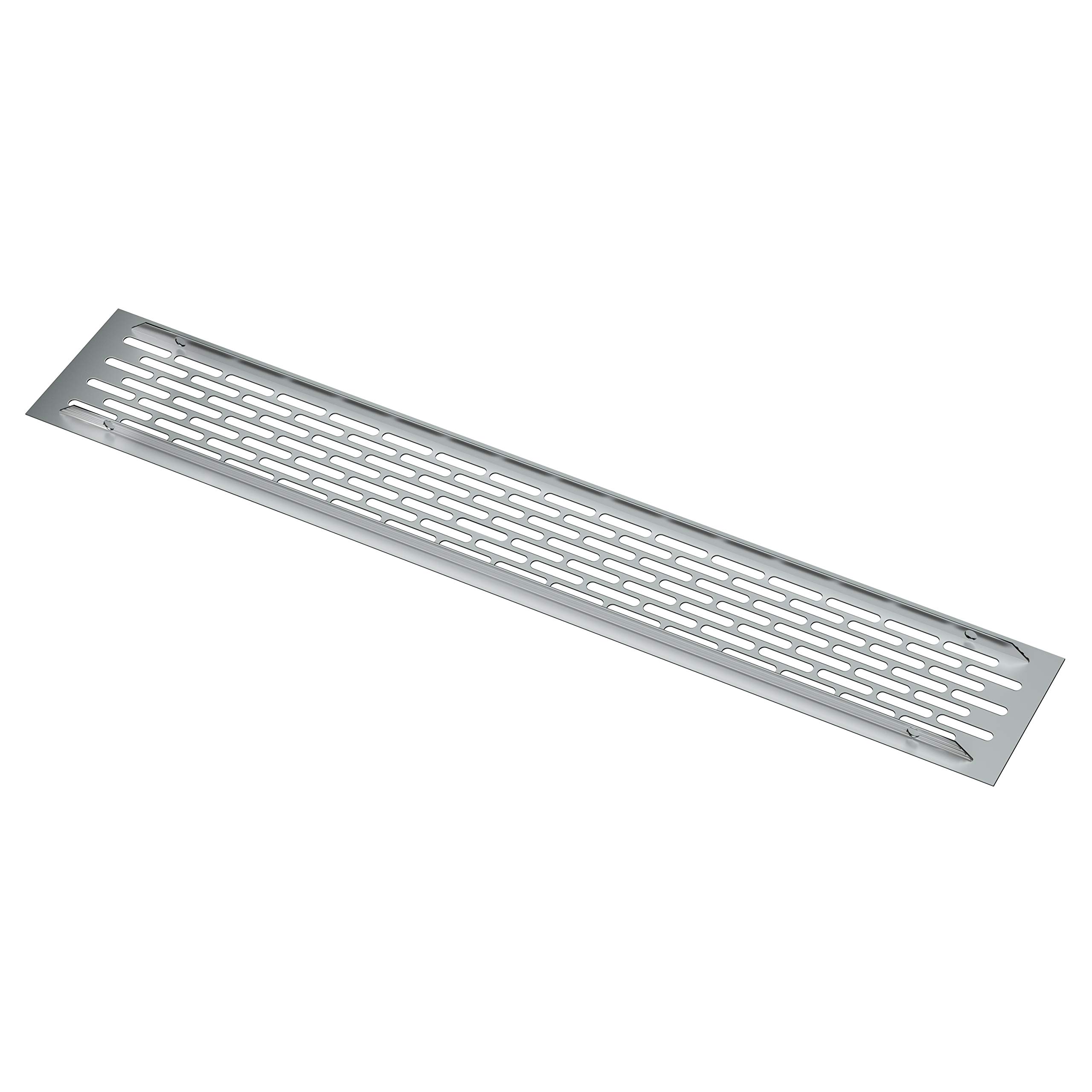 sossai® Grille de ventilation en aluminium - Alucratis (2 pièce) | Rectangulaire - dimensions: 80 x 8 cm | Couleur: inox | grille d'aération