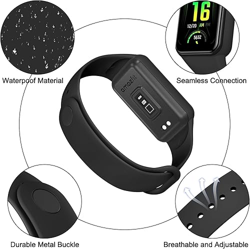 Miniatura 6 de Amzpas Bandas de TPU para Amazfit Band 7 Fitness & Health Tracker, paquete de 3 pulseras suaves y transpirables, correa deportiva de repuesto