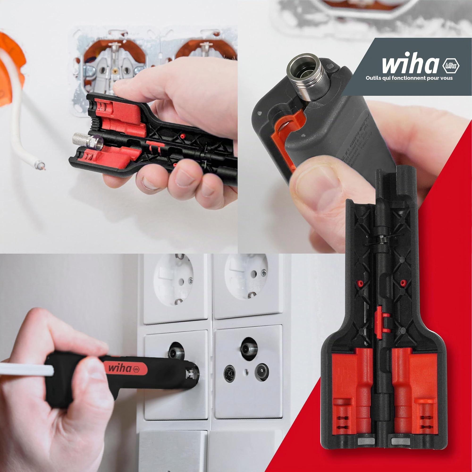 WIHA 44241 - Herramienta para pelado y montaje de cables coaxiales Ref. Z73200306SB