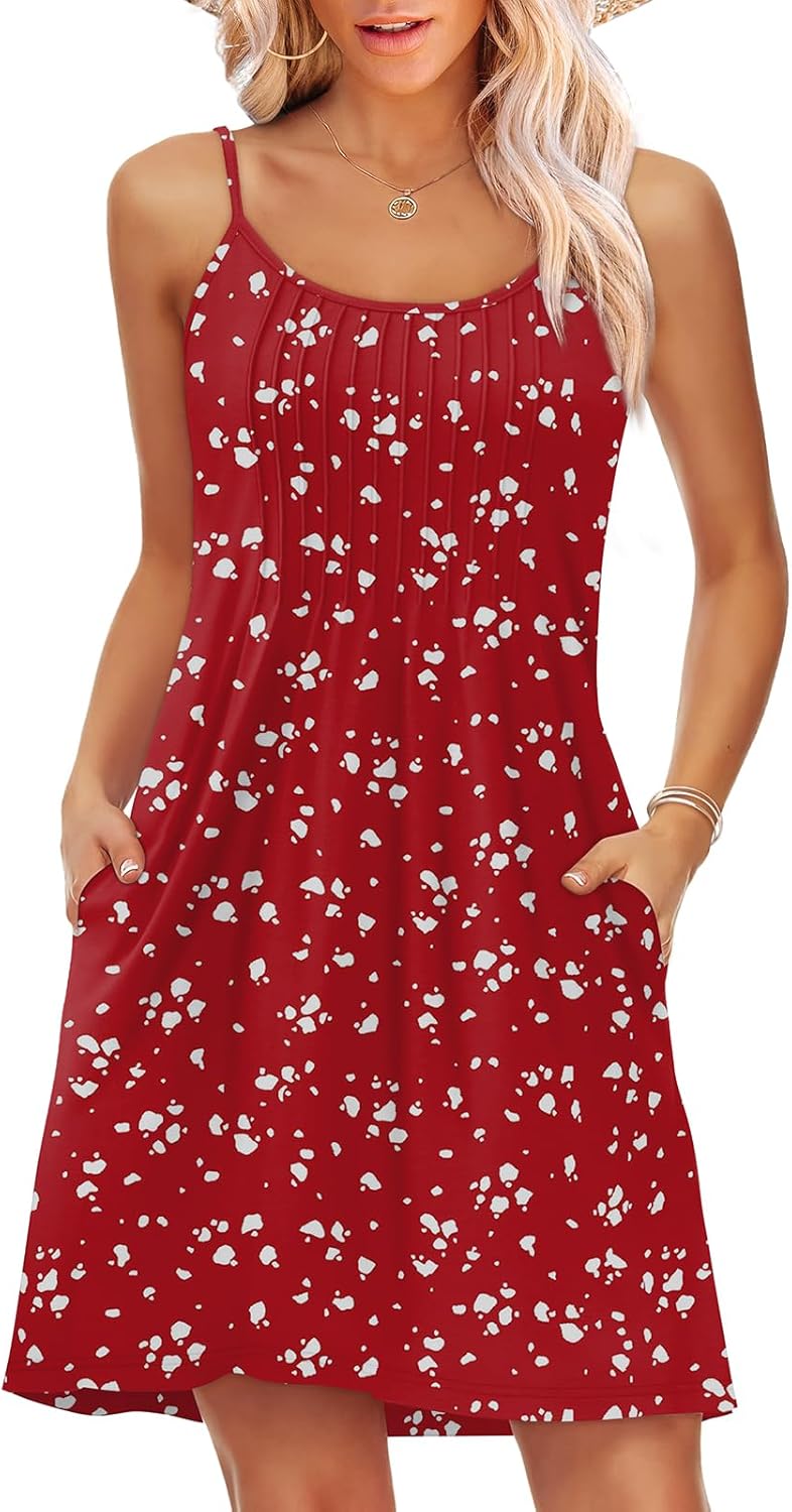 WEESO Summer Dresses for Women Adjustable Spaghetti Strap Beach Vacation Casual Cute Sundresses with Pockets - Image 2