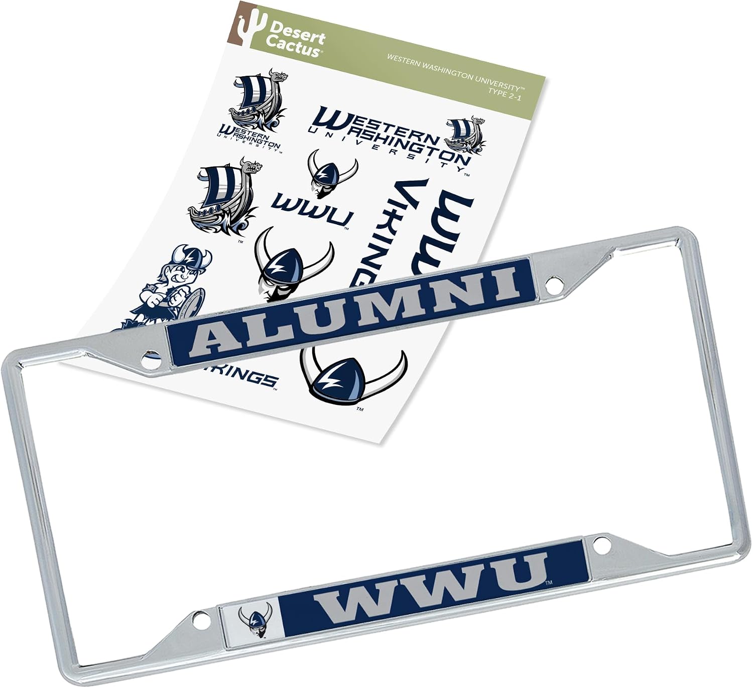 Desert Cactus WWU Vikings Stickers License Plate Frame (Sticker Alumni)