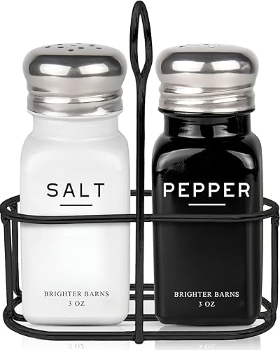 Miniatura 9 de Juego de saleros y pimienteros negros con soporte de Brighter Barns - decoración de cocina estilo granja, elementos esenciales para cocina moderna,