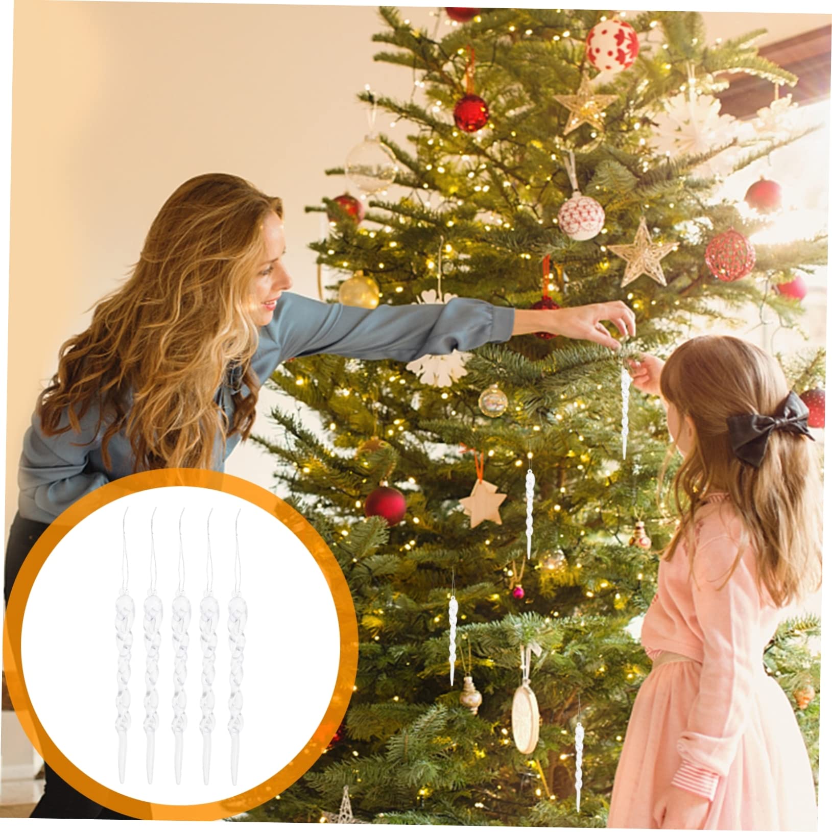 NOLITOY 24pcs Christmas Simulation Icicles Transparent Hanging Ornaments for Tree Decor Elegant Festive Decoration for Home Parties and Events