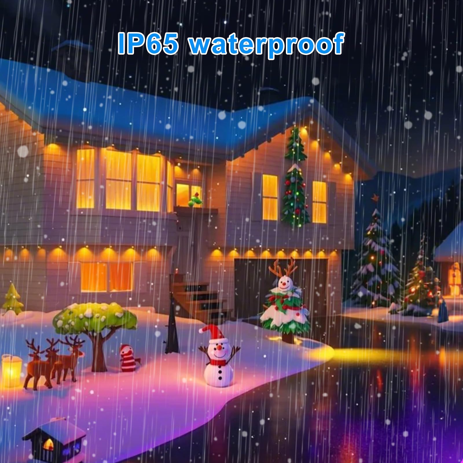 TSOCOS 100ft Smart Outdoor LED Lights With Remote, IP65 Waterproof String Lights, RGB Eaves for Halloween Christmas Decorations - Image 4