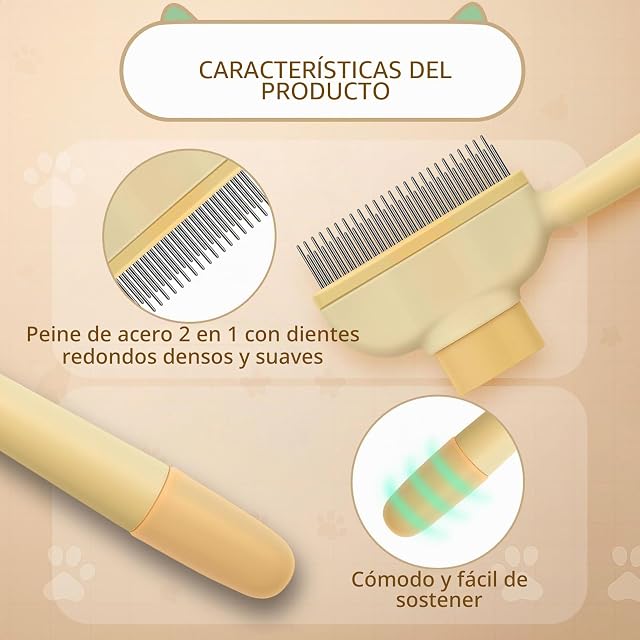 Foto 3 de 7 de Aurinovellia Set de 2 Cepillo para Gato de Pelo Largo y Perro
