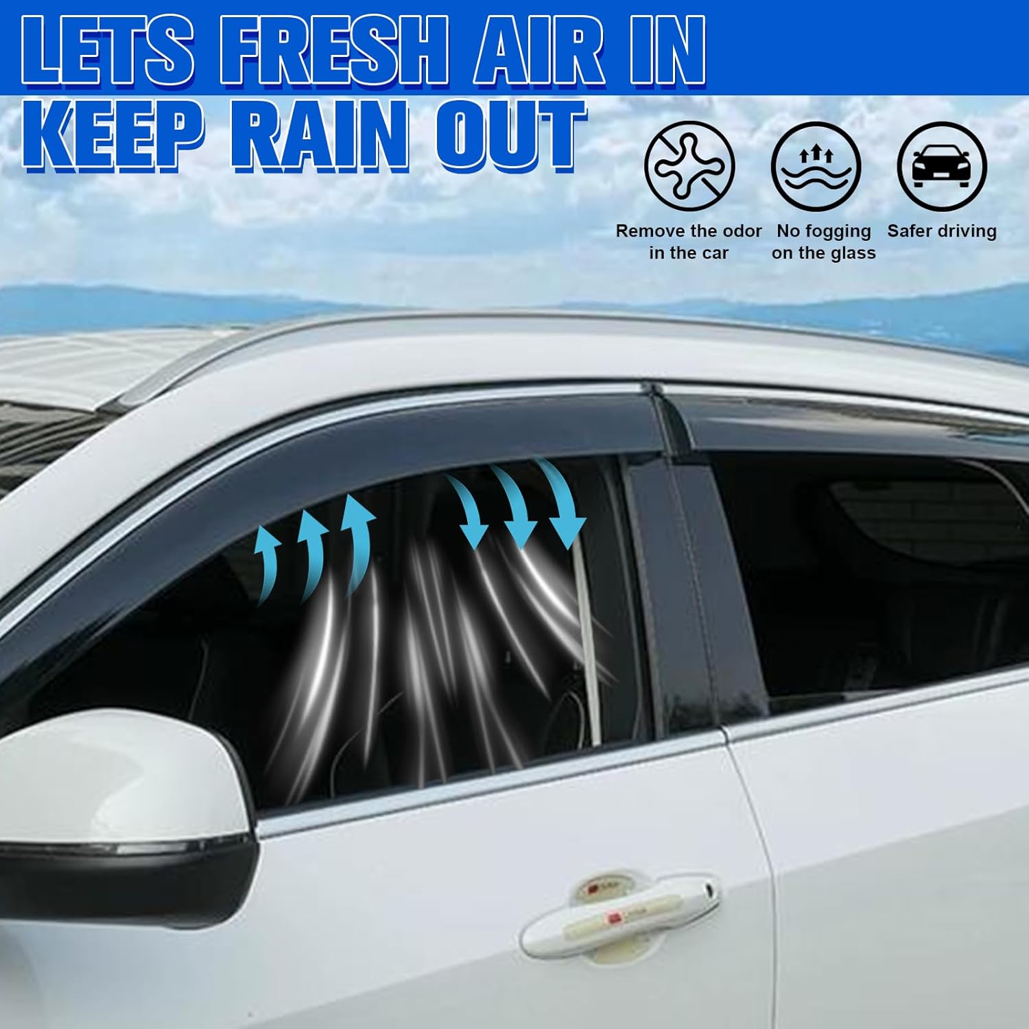 Smoke Black in-Channel Window Visor Window Deflectors Rain Guards Compatible with 2024-2025 Hyundai Kona 4-Piece Set
