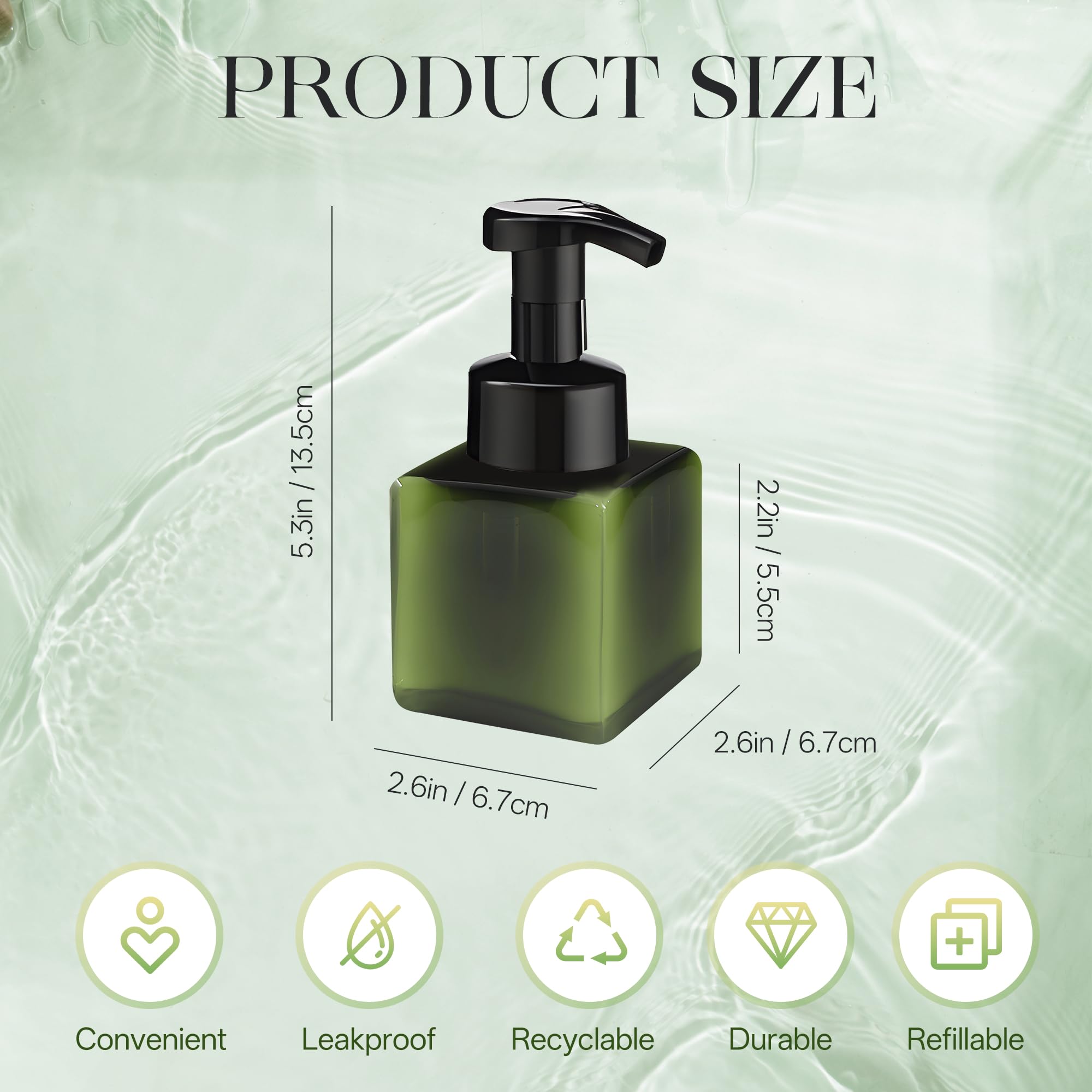 Schaumseifenspender-Set aus Kunststoff, nachfüllbarer Schaumseifenspender mit Kunststoffpumpe, leere Handseifenpumpflaschen für Flüssigseife, Shampoo, Badezimmer, Hotel (grün), 30 Stück (240 ml)
