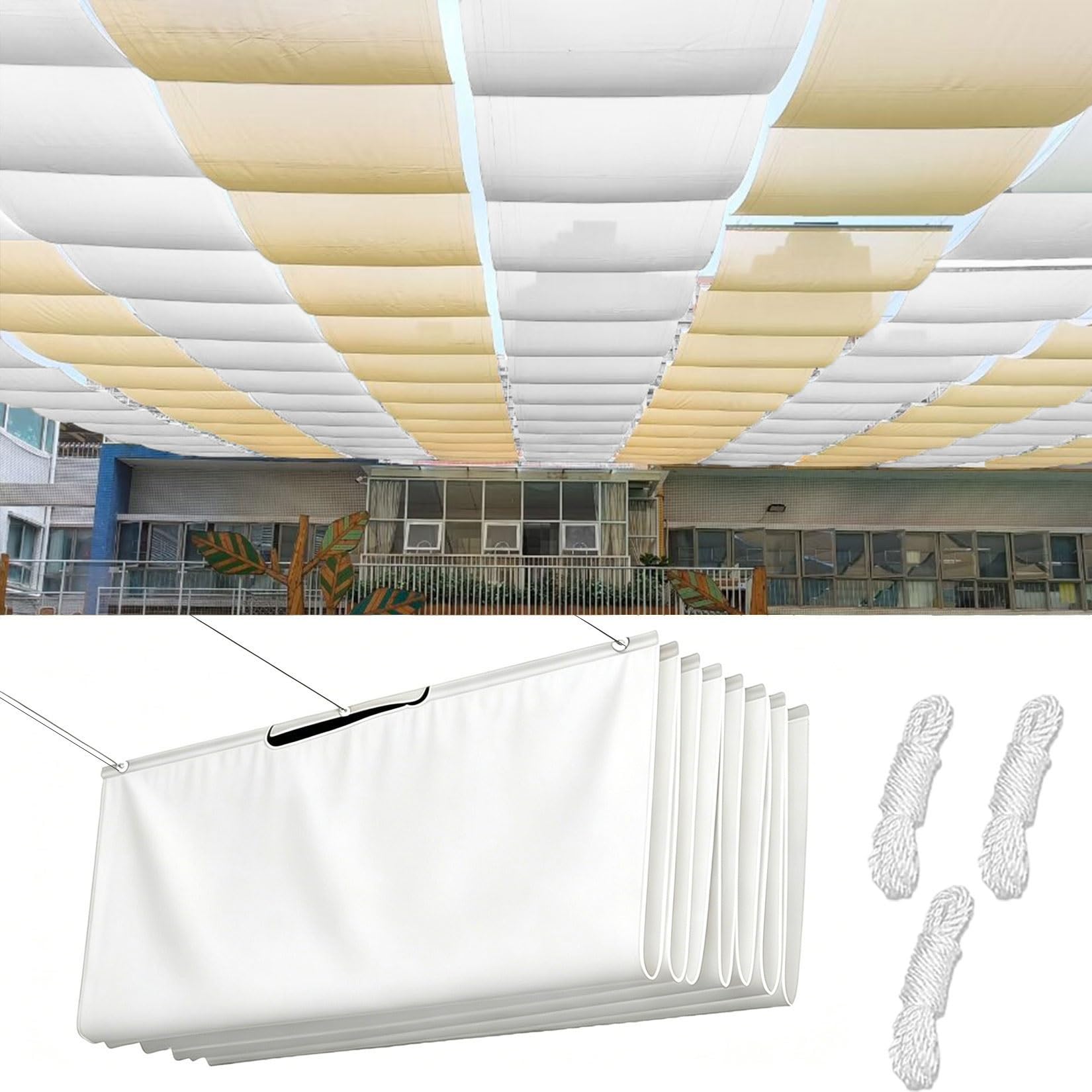 Toile-ombrage rétractable vague pour bloquer la chaleur sur la terrasse