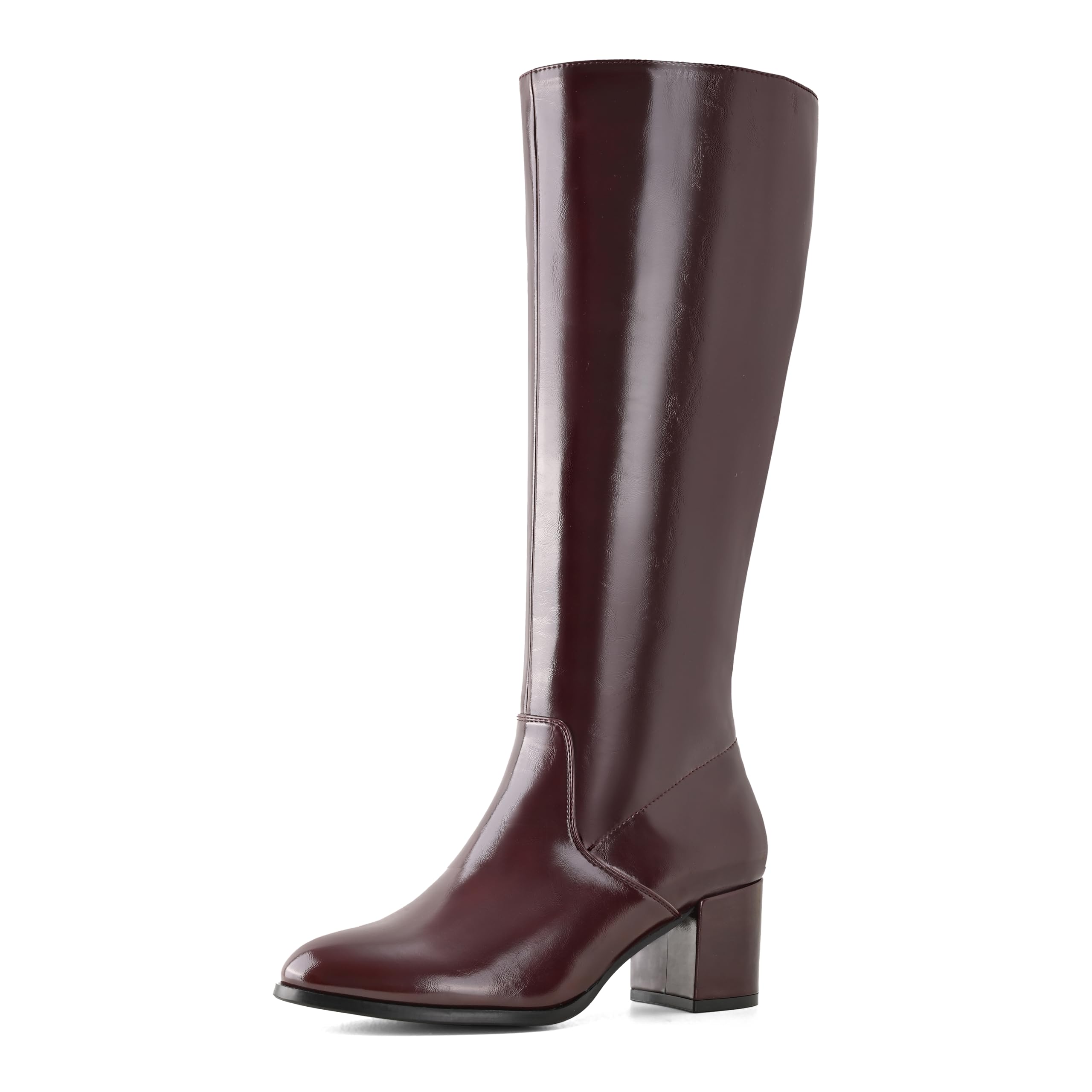 ShoeN Tale Knee High Boots for Women Block Chunky Heel Boots with Side Zipper