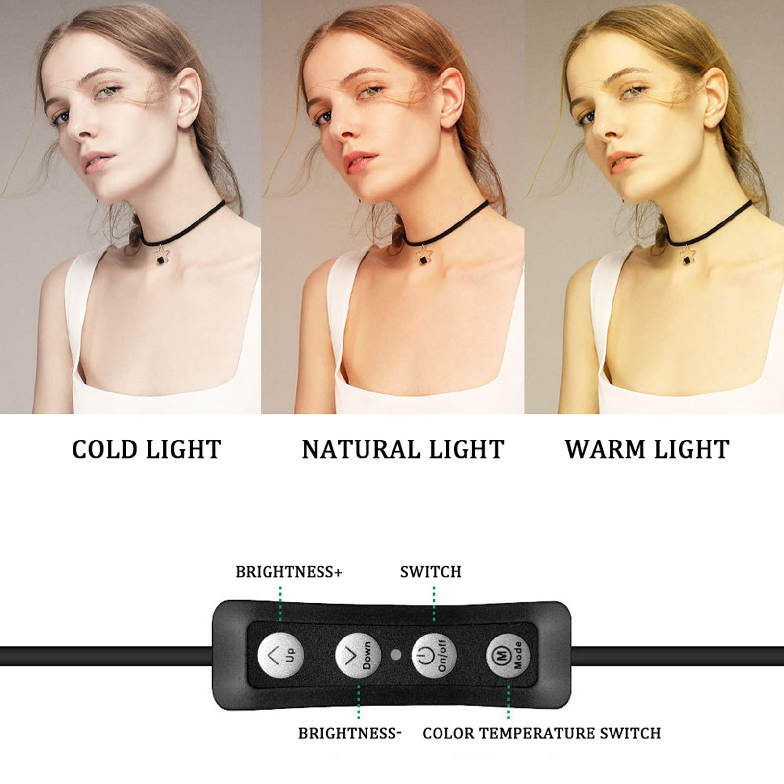 10" Luce per Selfie Luce ad Anello Treppiedi con Telecomando Wireless, 2 Clip per Cellulare Tablet, Lampada LED LED Dimmerabile per Youtube, TIK tok, Trucco, Fotografia