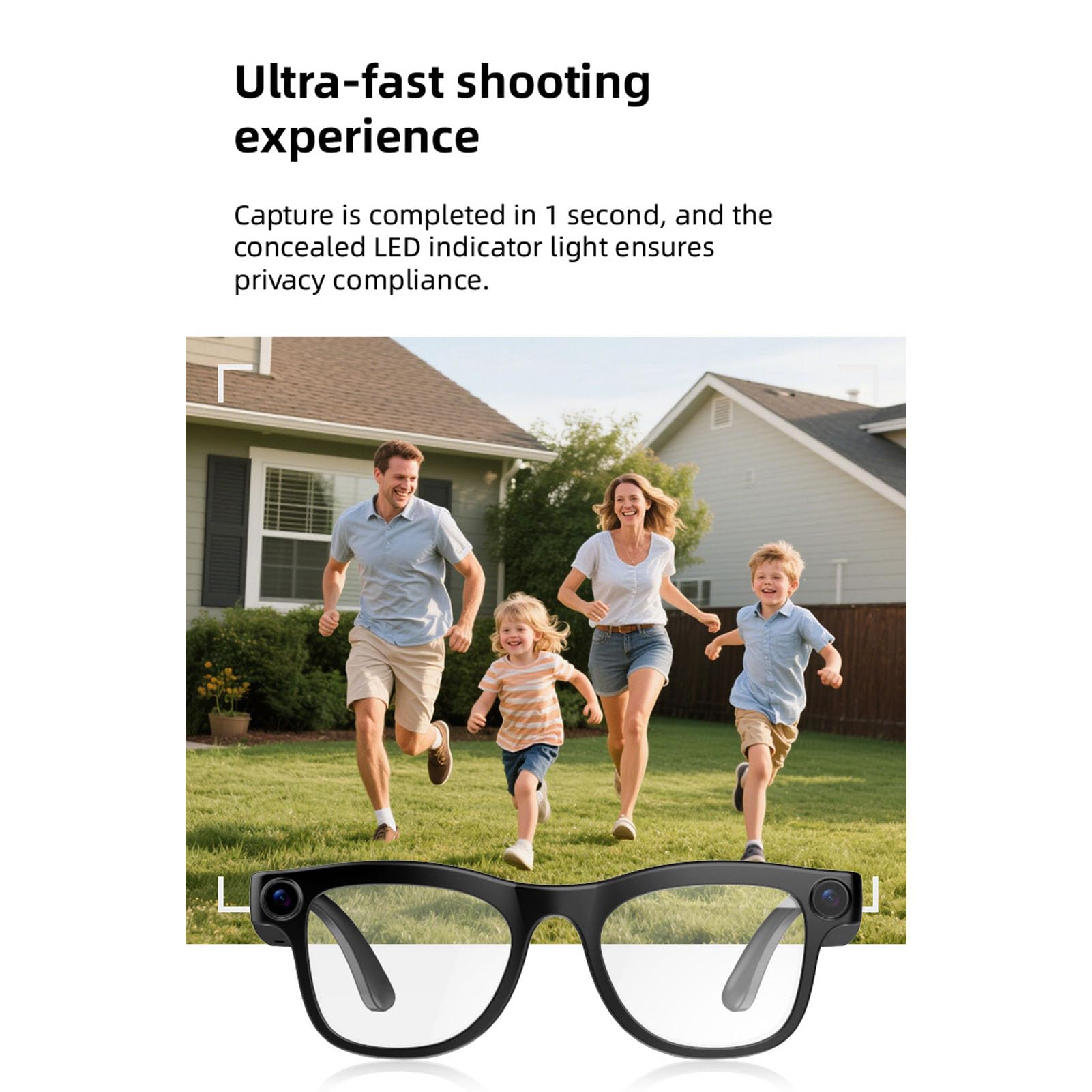 Lunettes Intelligentes AI, Caméra 16MP, Enregistrement Vidéo HD 1080P Bluetooth avec Traduction en Temps Réel pour 26 Langues, Commande Vocale, Lecture de Musique