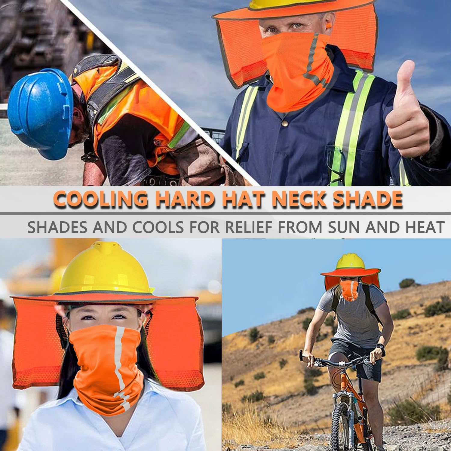 4 Pcs Full Brim Hard Hat Sun Shade Mesh Neck Sun Block Protection Bandana Headband Hard Hat Accessories with Reflective Strap