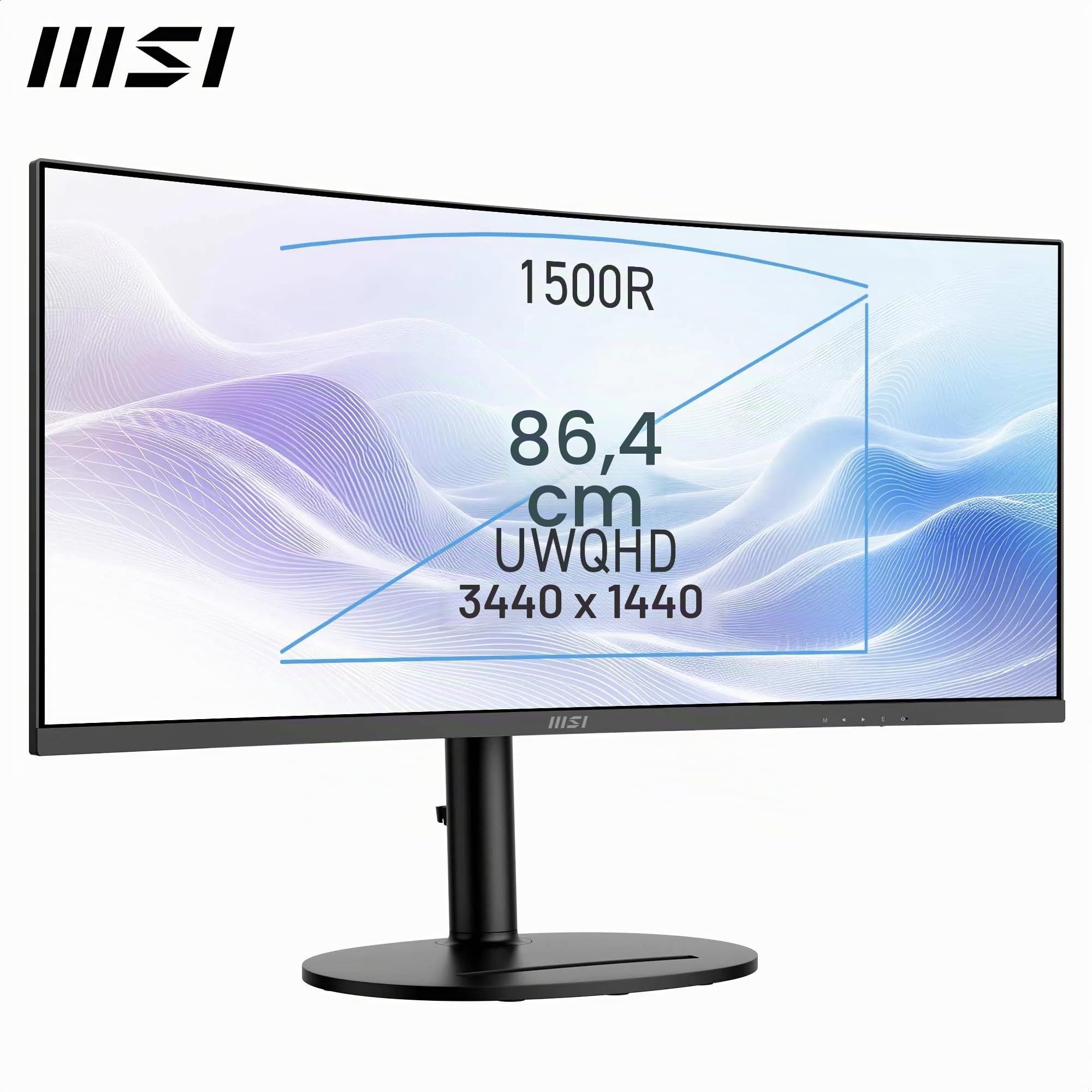 msi Modern MD342CQP Monitor Curvo 34” UWQHD 1500R – Pannello VA 3440 x 1440, KVM, PIP/PBP, Ampia gamma colori, Altoparlanti integrati, Regolazione in 3 direzioni – HDMI 2.0b, DisplayPort 1.4a
