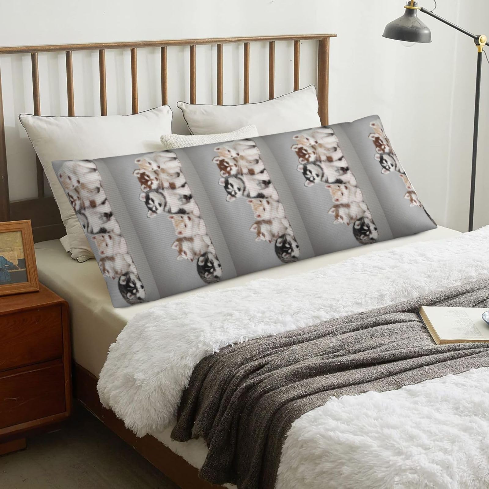 Husky Huskie Dogs, Body Pillow Cover with Zipper,Long Body Pillowcase 20 x 60 in