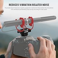 Vista 2 de NEEWER Microphone Shock Mount with Cold Shoe, 1/4" Thread for Camera Cages, Boom Arm Pole Stands, Tripods, Mic Holder Compatible with VM15 Rode NTG